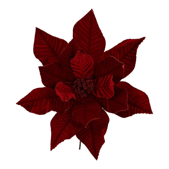 Red Poinsettia Flower Pick - Large - My Christmas
