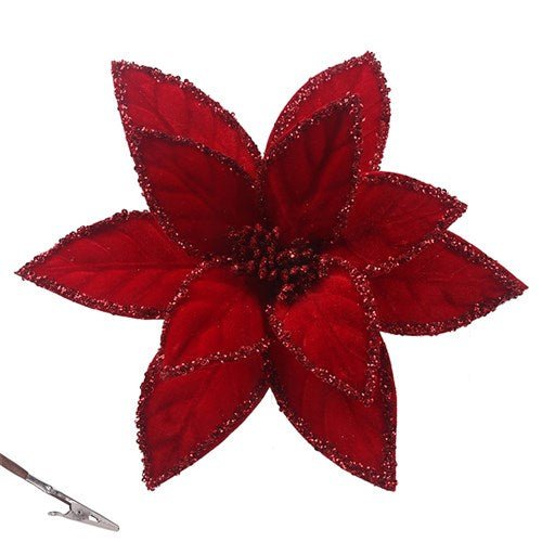 Red Poinsettia with Clip - My Christmas