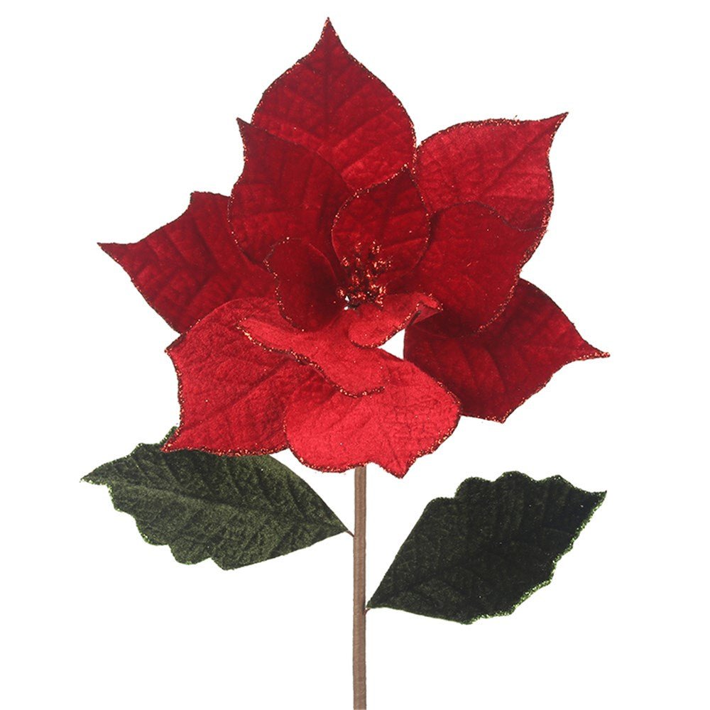 Red Poinsettia with Leaves - My Christmas