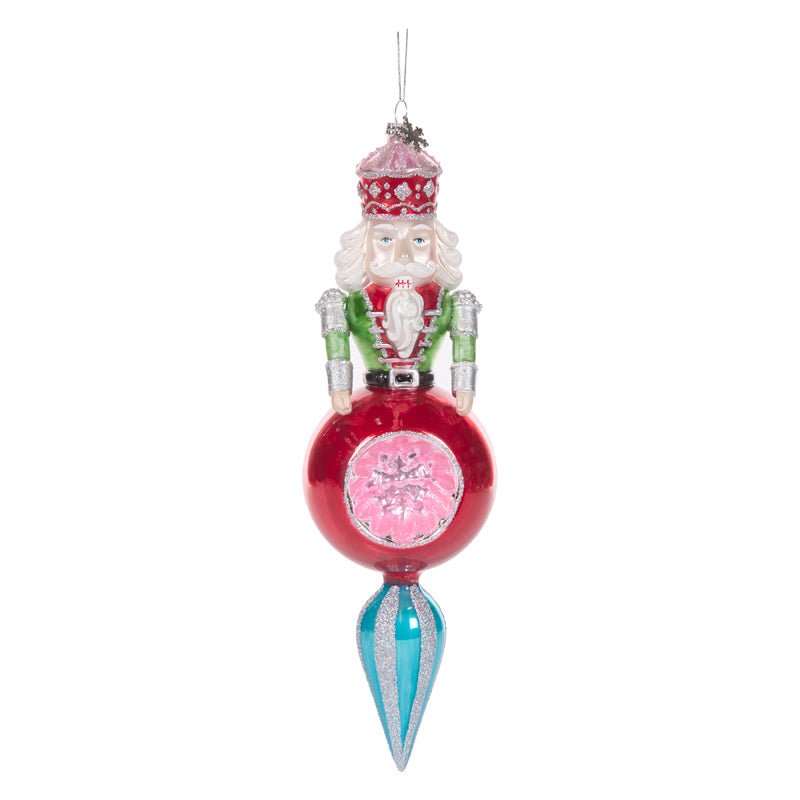 Red Retro Nutcracker Finial - My Christmas