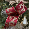 Red Ribbon with Gold Embroidery - My Christmas