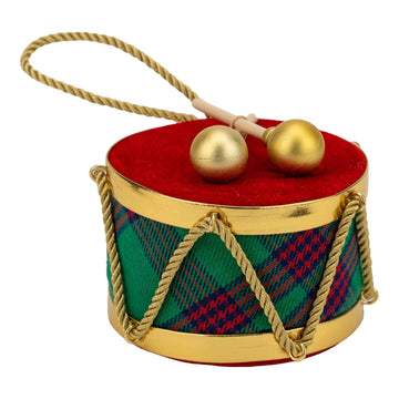Red Tartan Drum - 9cm - My Christmas