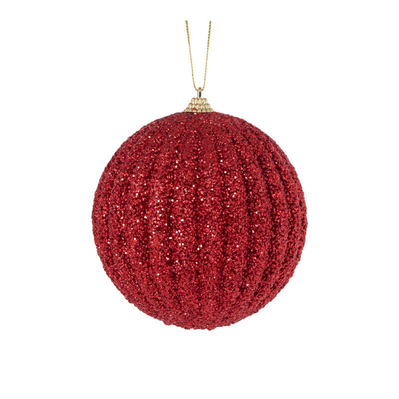 Red Textured Rib Bauble - Various Sizes - My Christmas
