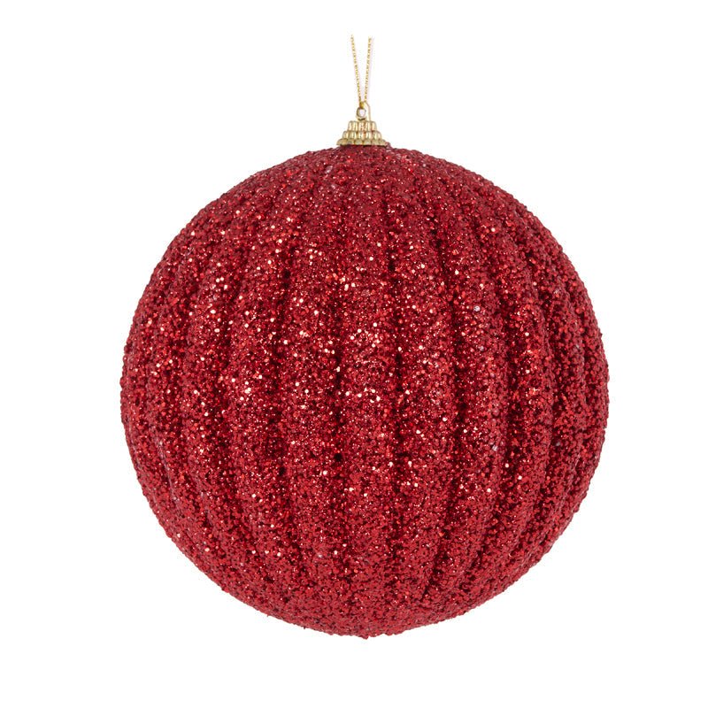 Red Textured Rib Bauble - Various Sizes - My Christmas