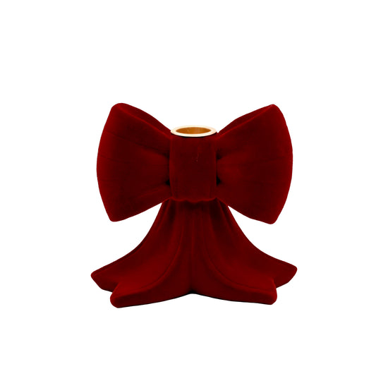 Red Velvet Bow Candle Holder - Small - My Christmas