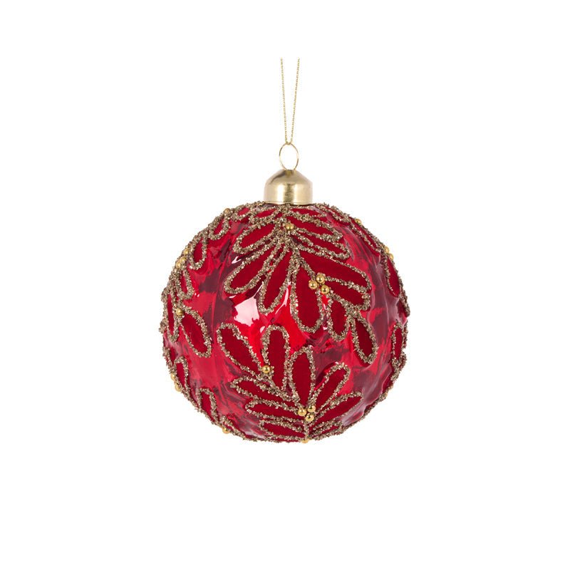 Red Velvet Foliage Bauble - My Christmas
