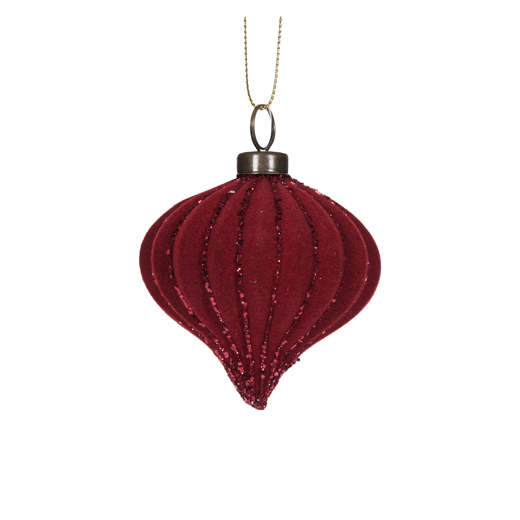 Red Velvet Ribbed Onion Bauble - My Christmas