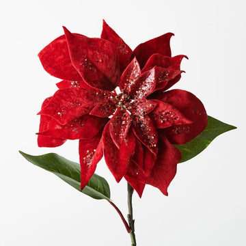 Red Velvet with Glitter Poinsettia - My Christmas