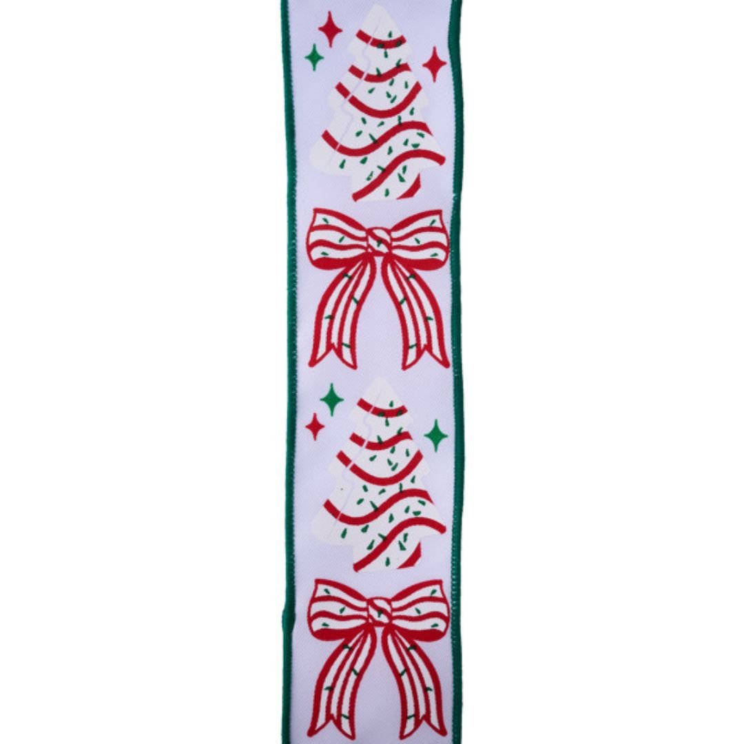 Red, White and Emerald Candy Bow and Tree Ribbon - My Christmas