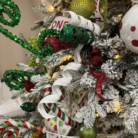 Red, White and Green Curl Pick - My Christmas