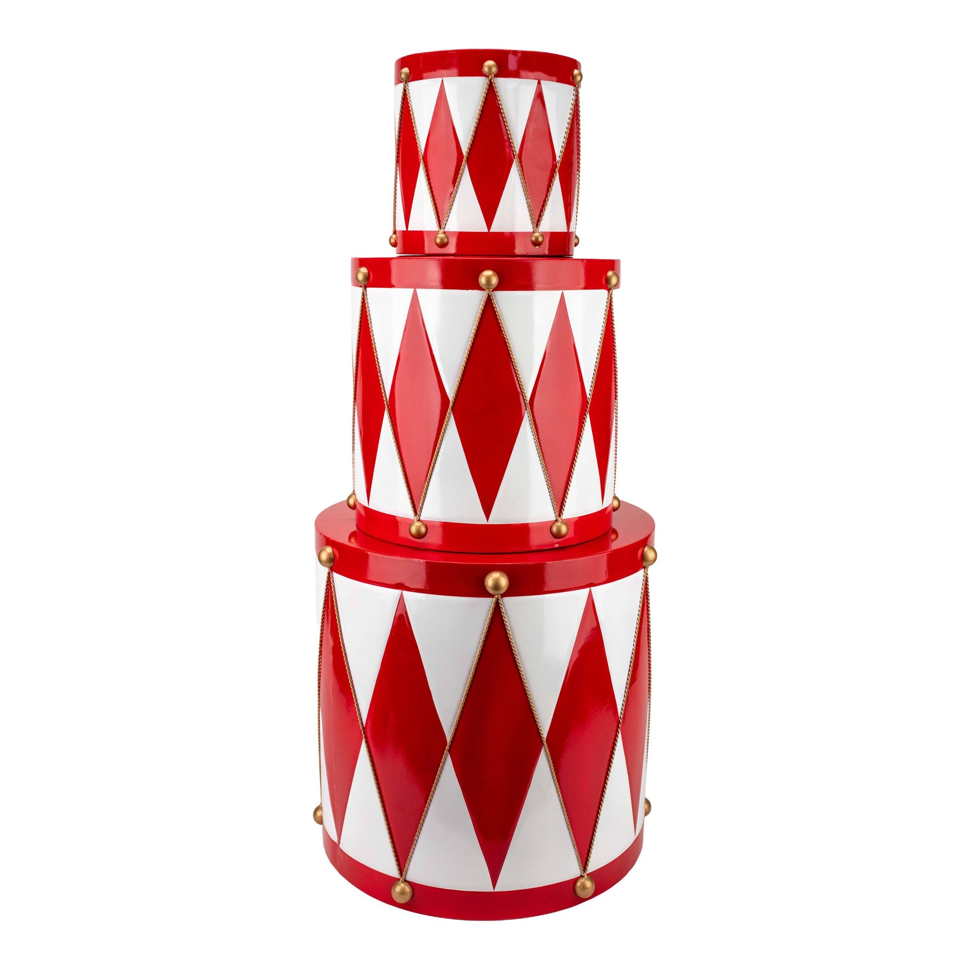 Red & White Metal Drum - Set of 3 - My Christmas