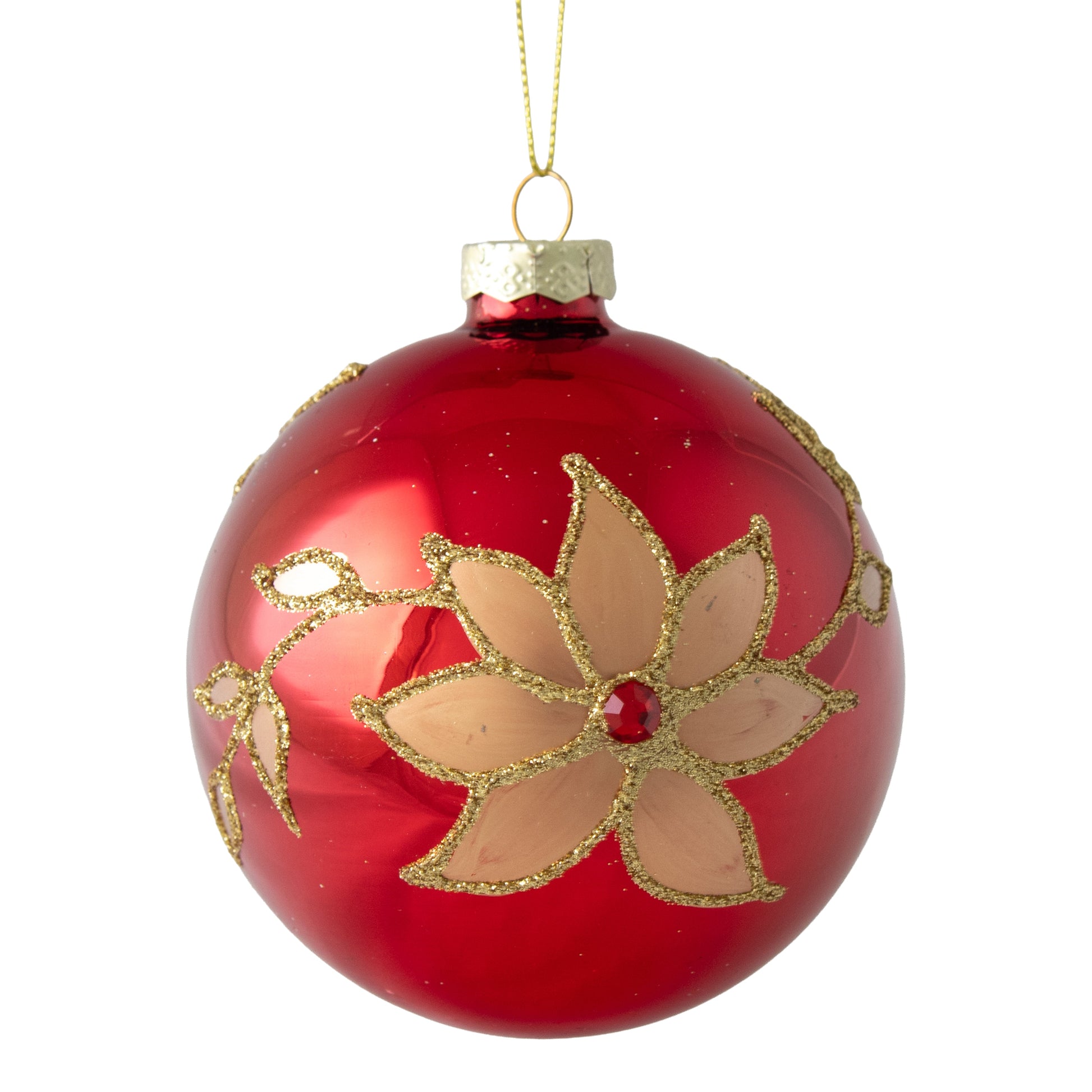 Red with Gold Poinsettia Ornament - My Christmas