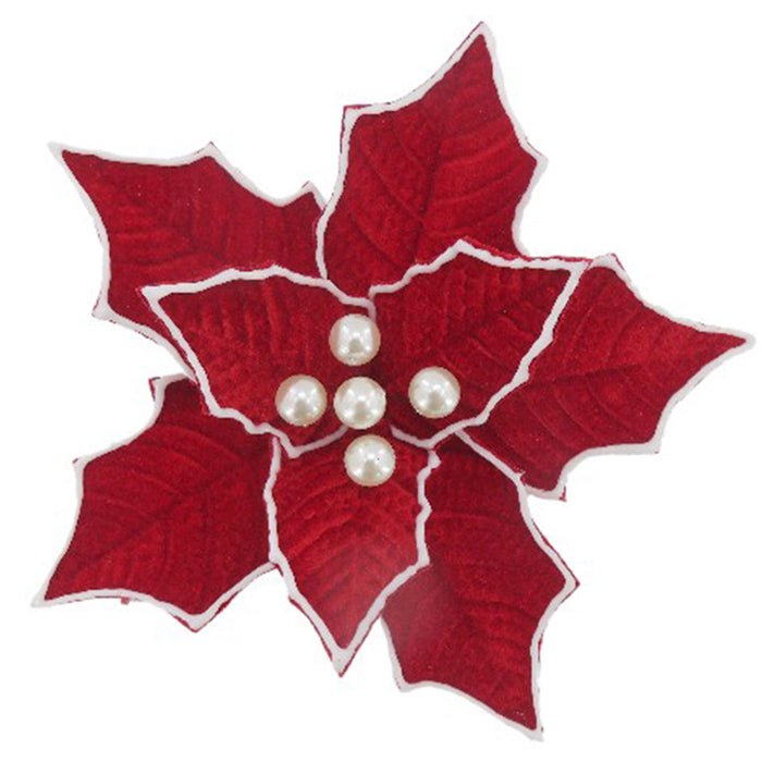 Red with Pearl Centre Clip - on Poinsettia - My Christmas