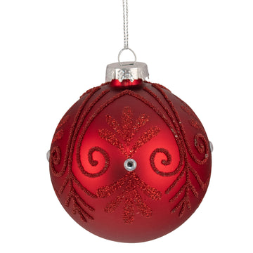 Red with Silver Diamonte Bauble - My Christmas