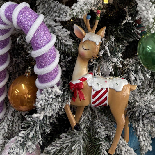 Retro Candy Deer Ornament - My Christmas