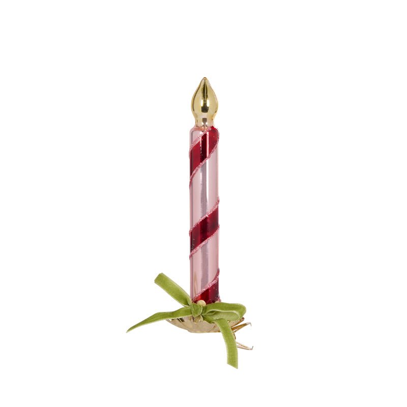 Retro Clip Candle with Green Bow - My Christmas