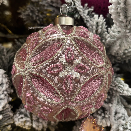 Rose Embossed Floret Bauble - My Christmas