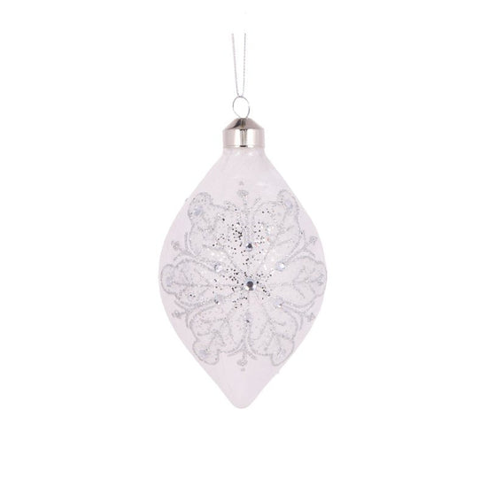Round Glittered Snowflake Drop Bauble - My Christmas