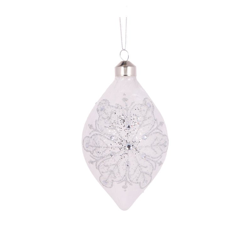 Round Glittered Snowflake Drop Bauble - My Christmas