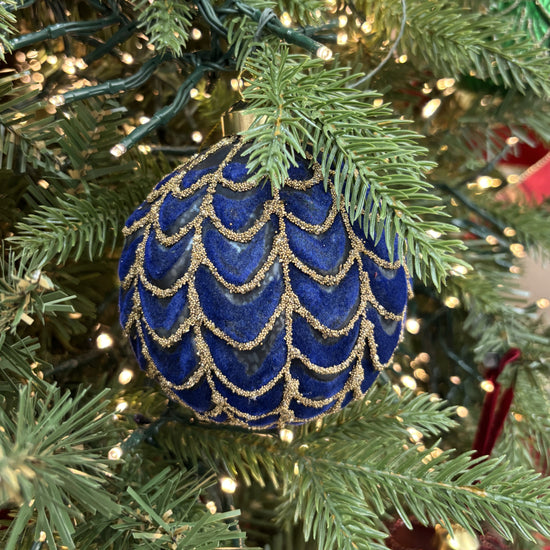 Royal Blue Pleated Bauble - My Christmas