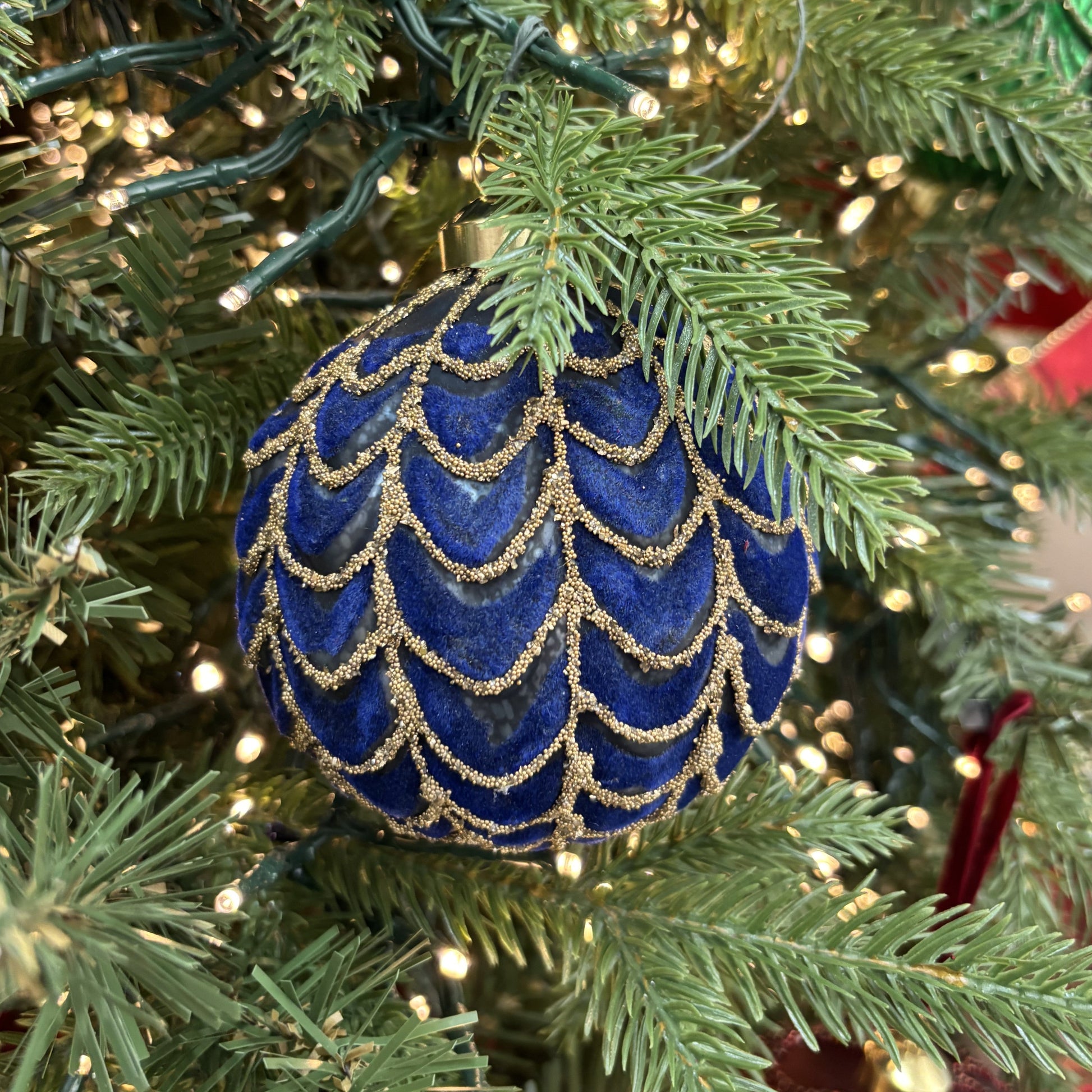 Royal Blue Pleated Bauble - My Christmas