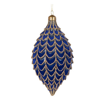 Royal Blue Pleated Drop Bauble - My Christmas
