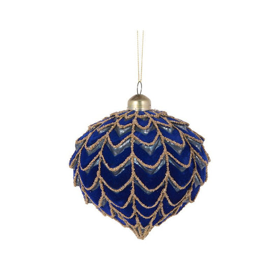 Royal Blue Pleated Onion Bauble - My Christmas