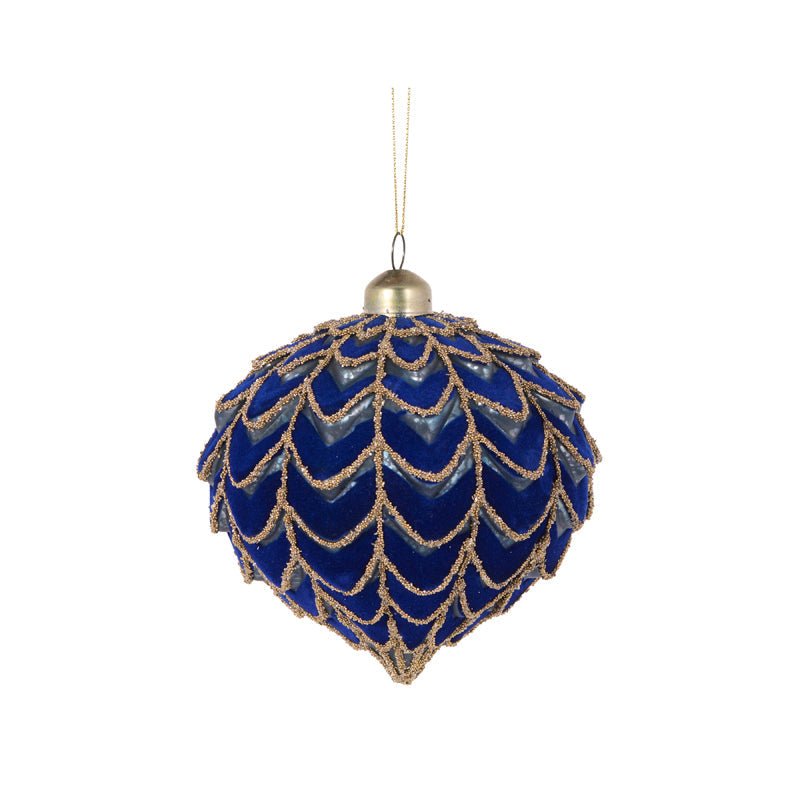 Royal Blue Pleated Onion Bauble - My Christmas