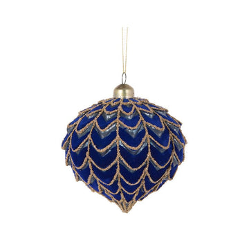 Royal Blue Pleated Onion Bauble - My Christmas