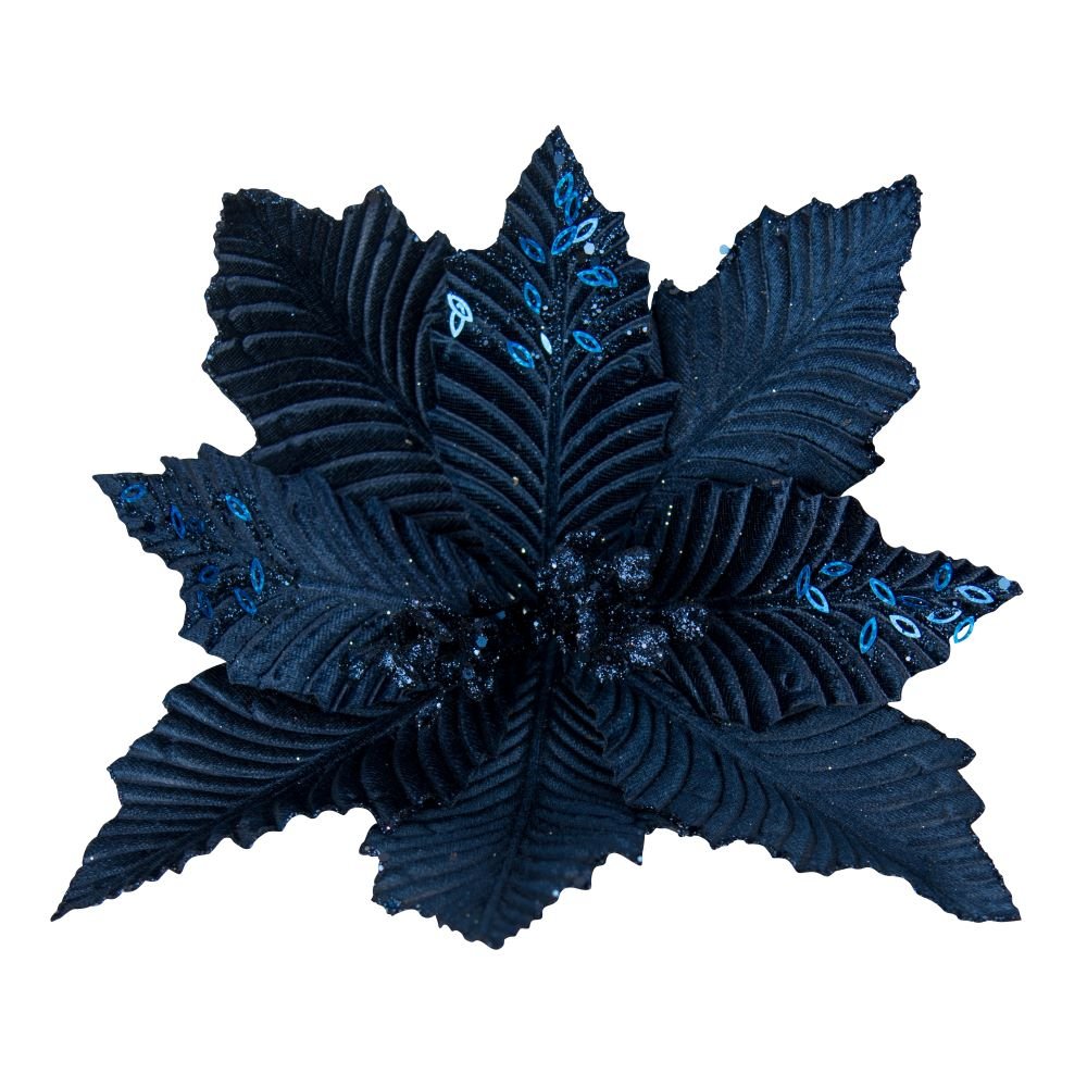 Royal Blue Poinsettia with Clip - My Christmas