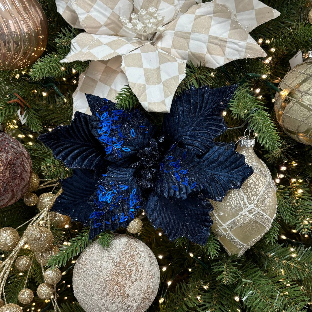 Royal Blue Poinsettia with Clip - My Christmas