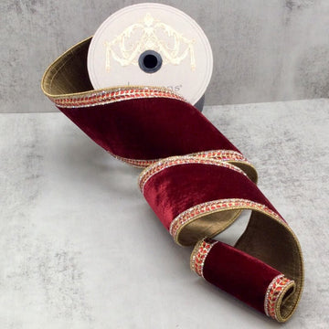 Ruby Velvet Ribbon with Jewel Edge - My Christmas