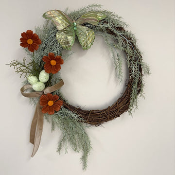 Rust Flower with Butterfly Wreath - My Christmas