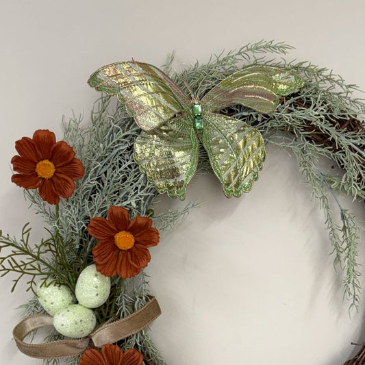 Rust Flower with Butterfly Wreath - My Christmas