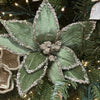 Sage and Champagne Glitter Poinsettia with Clip - My Christmas
