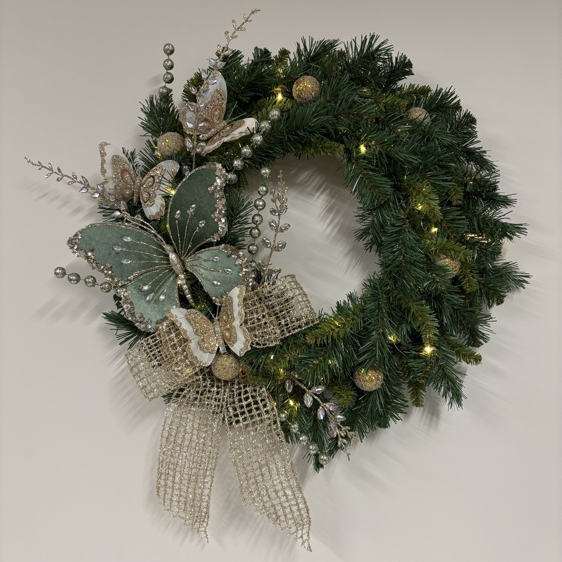 Sage Butterfly Wreath - My Christmas