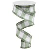 Sage Faux Dupioni Check Ribbon - My Christmas