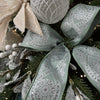Sage Green and Silver Wavy Floral Ribbon - My Christmas
