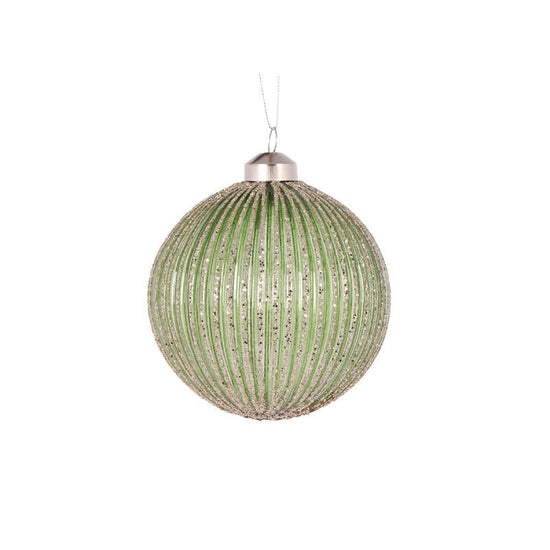 Sage Simple Ribbed Bauble - My Christmas