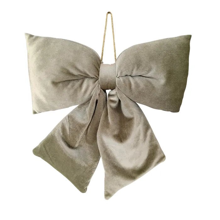 Sage Velvet Bow Decoration - Medium - My Christmas