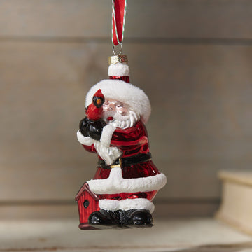 Santa Holding Cardinal Ornament - My Christmas