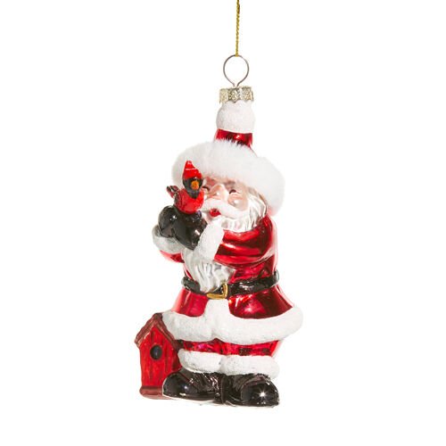 Santa Holding Cardinal Ornament - My Christmas