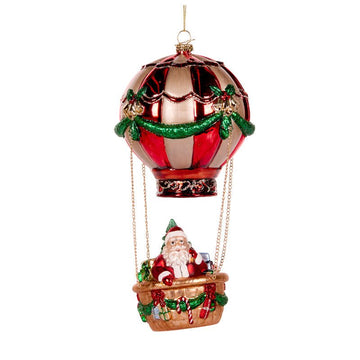 Santa Hot Air Balloon Glass Ornament - My Christmas