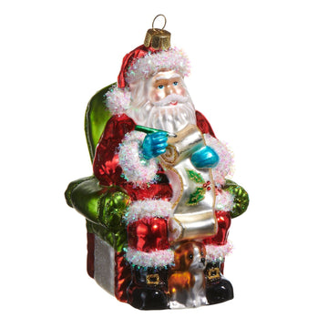 Santa In Chair with Dog Ornament - My Christmas