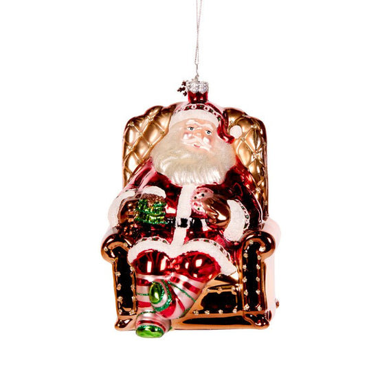 Santa On A Sofa Glass Ornament - My Christmas