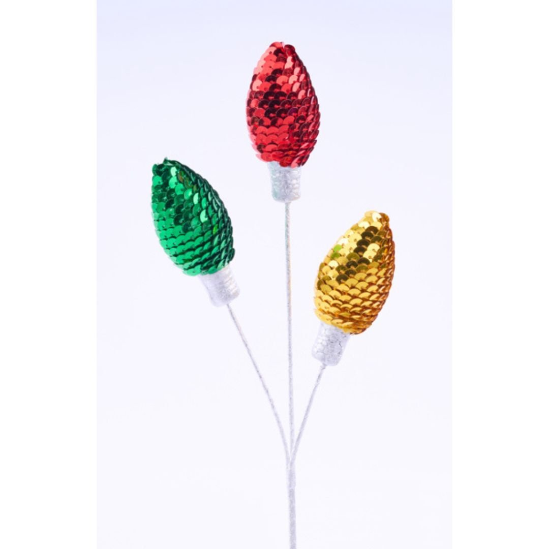 Sequin Light Bulb Pick - My Christmas
