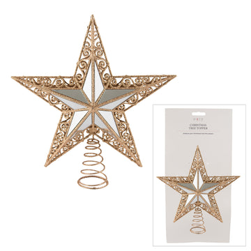 Silver and Gold Five Point Star Tree Topper - My Christmas