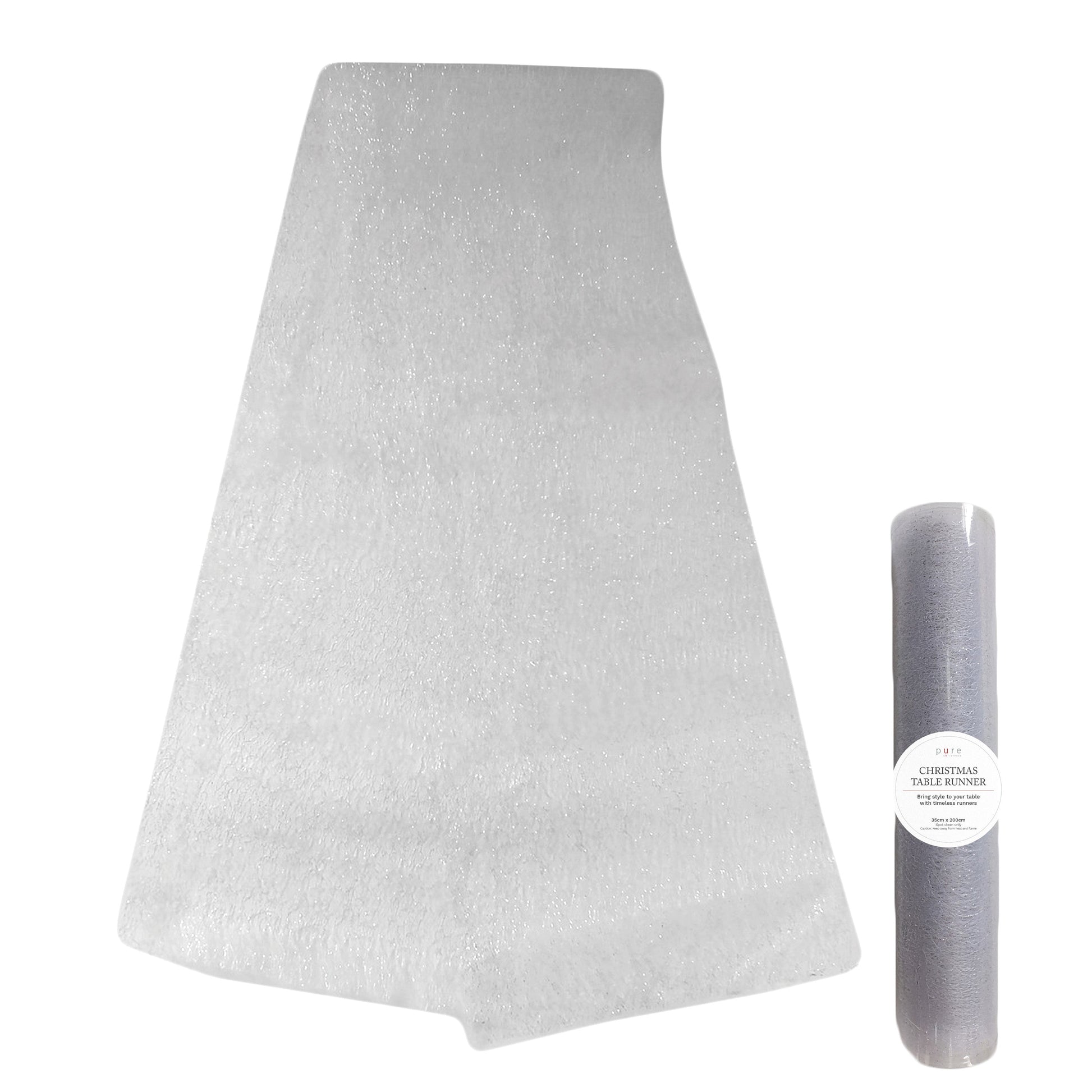 Silver and White Glitter Mesh Runner - My Christmas