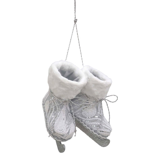 Silver and White Hanging Ice Skates - My Christmas