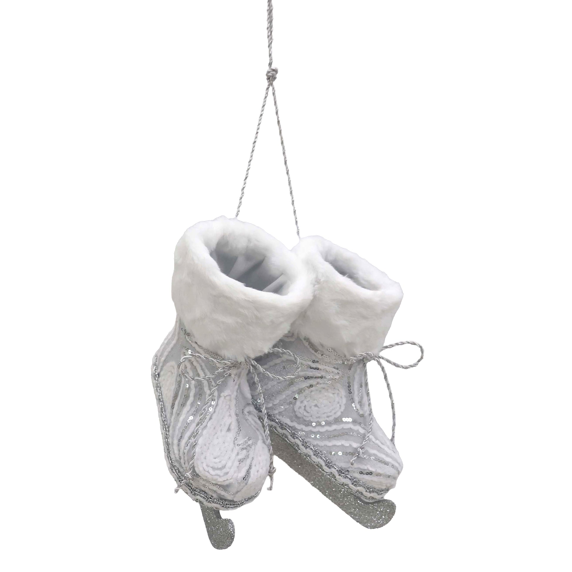 Silver and White Hanging Ice Skates - My Christmas